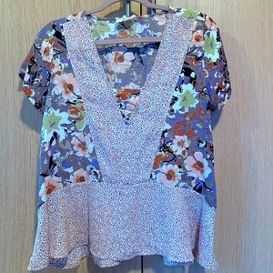 Anthropologie En Elle Verina Ruffle Peplum Top S